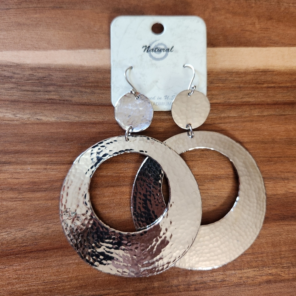 Natural Silvertone Hoop Earrings